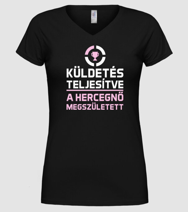 Küldetés teljesítve kislány minta fekete pólón