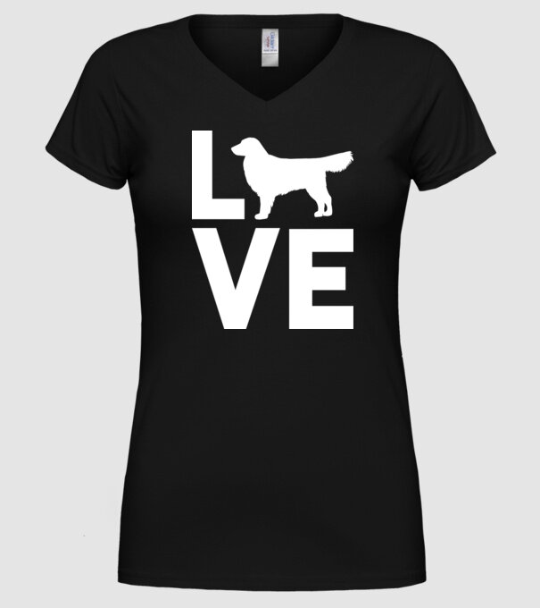 LOVE Golden Retriever minta fekete pólón