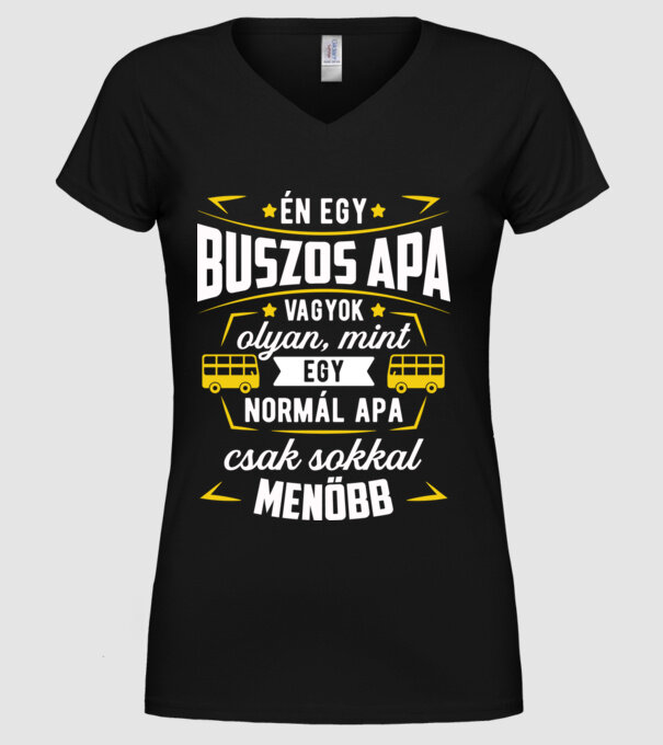 Menő buszos apa minta fekete pólón