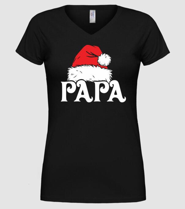 Mikulás sapka Papa minta fekete pólón