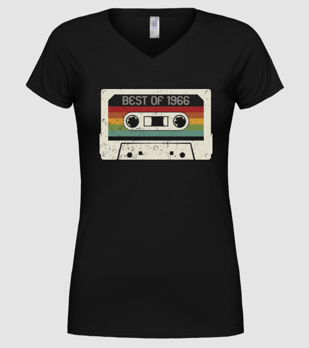 retro tape 1966 vintage minta fekete pólón