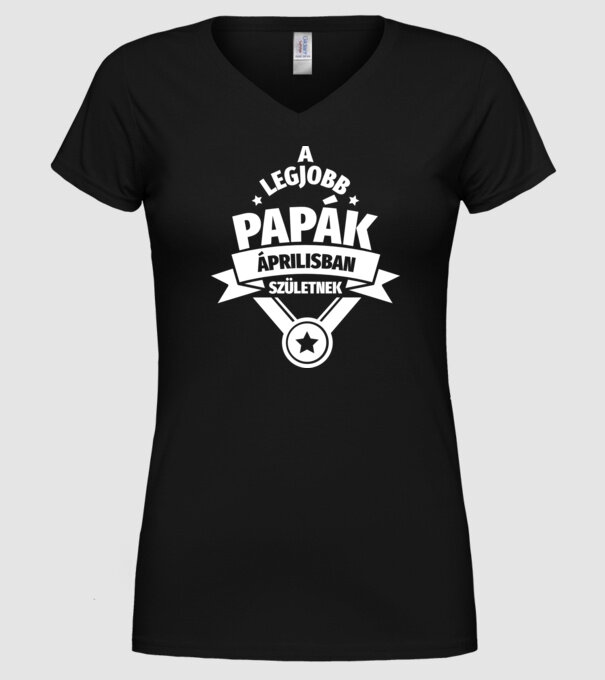 Szimpla csillagos szülinapos papa ÁPRILIS minta fekete pólón