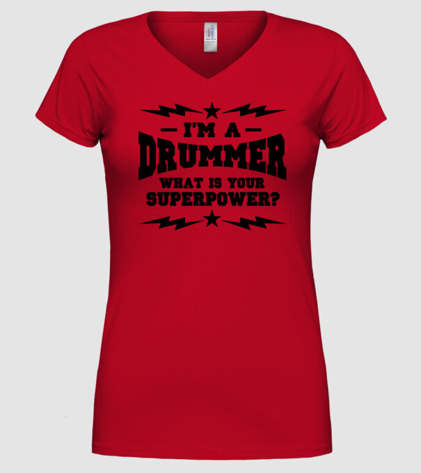 Drummer Superpower minta piros pólón