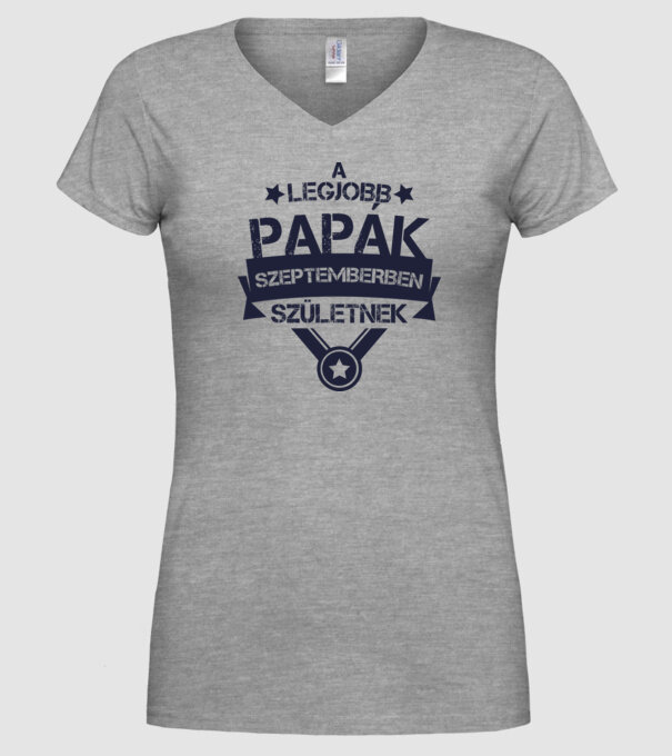 Csillagos legjobb papák szeptember minta szürke pólón