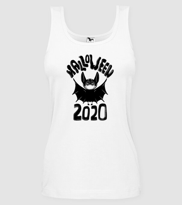 Halloween 2020 cuki denevér fekete minta fehér pólón