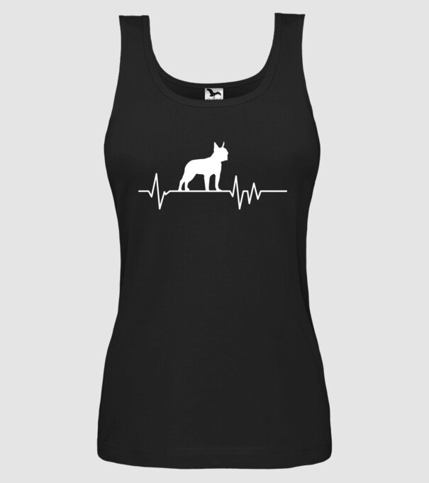 Heartbeat sziluett Boston Terrier minta fekete pólón