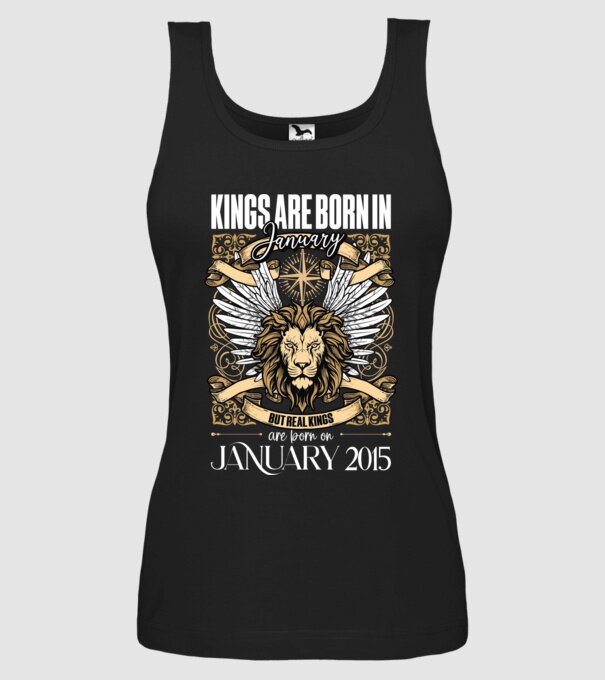 KINGS ARE BORN 2015 - JANUÁR minta fekete pólón