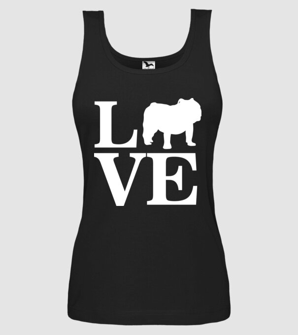LOVE  ANGOL BULLDOG minta fekete pólón