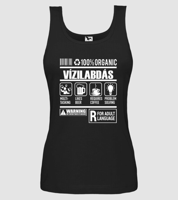 Organic VÍZILABDÁS minta fekete pólón