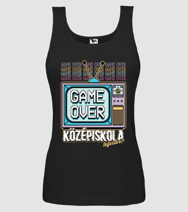Retro ballagás középiskola teljesítve minta fekete pólón