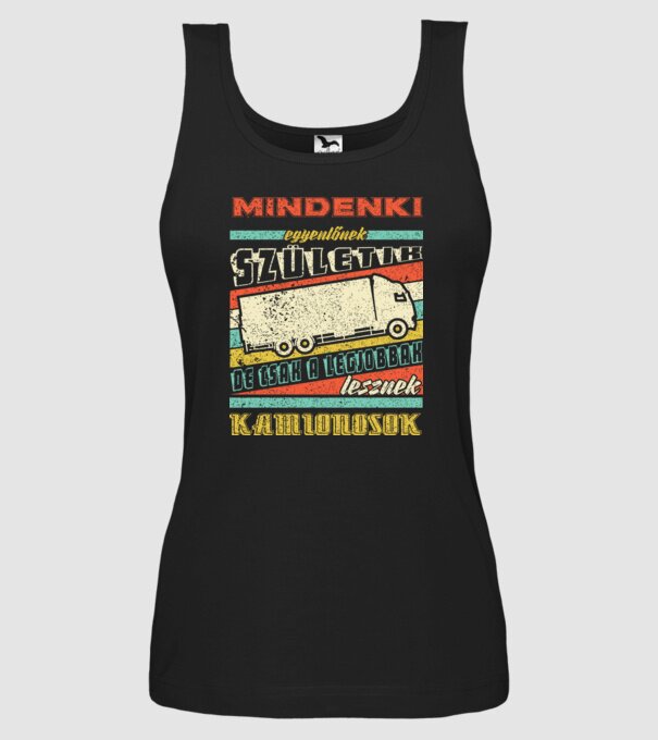 RETRO mindenki egyenlőnek születik KAMIONOS minta fekete pólón