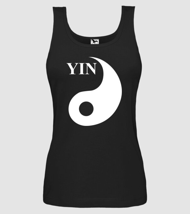 YIN minta fekete pólón