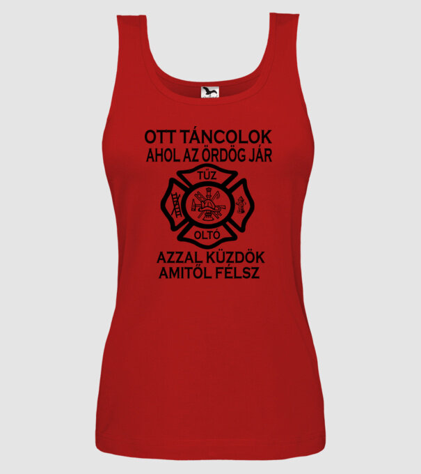 Ott táncolok ahol az ördög jár minta piros pólón