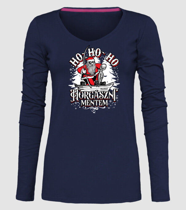 HoHoHo Horgászni mentem minta sötétkék pólón