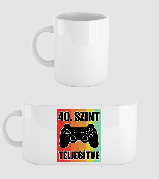 40 szint teljesítve retro gamer minta fehér pólón