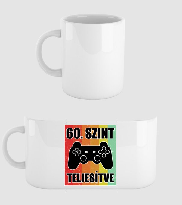 60 szint teljesítve retro gamer minta fehér pólón