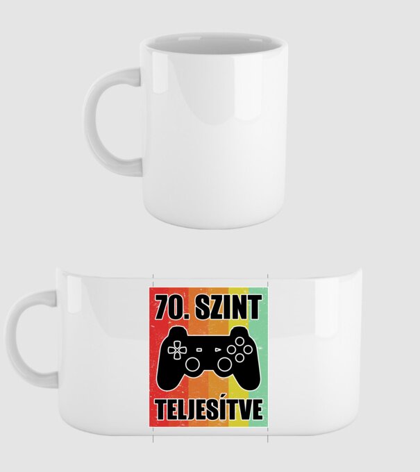 70 szint teljesítve retro gamer minta fehér pólón