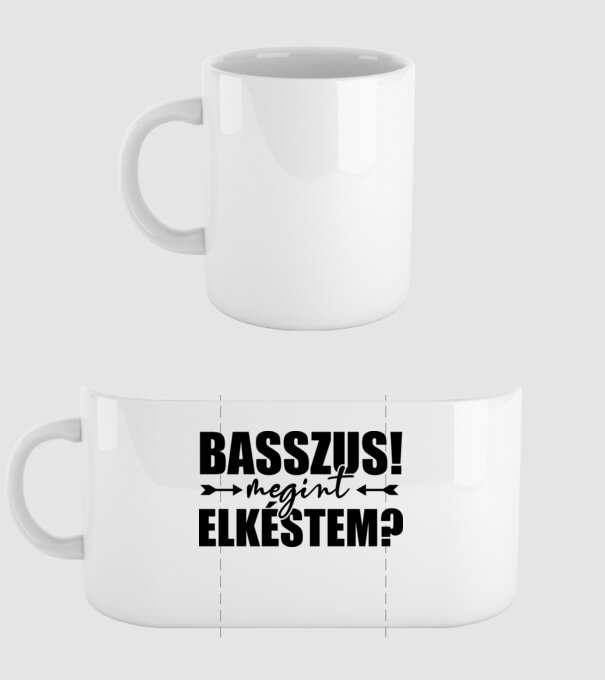 Megint elkéstem - vászontáska natúr minta fehér pólón
