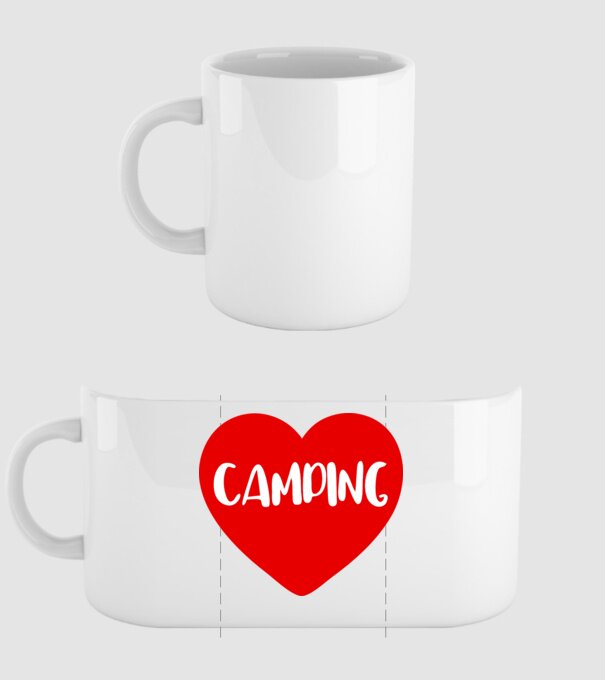 Camping heart minta fehér pólón
