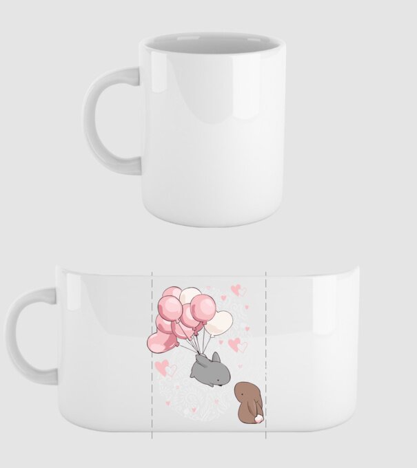 Érted lángol a szívem nyuszik pink minta fehér pólón