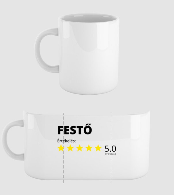 Értékelés 5 csillag - FESTŐ minta fehér pólón