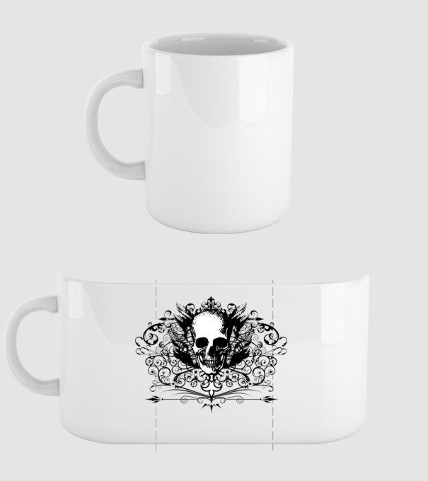gothic skull minta fehér pólón
