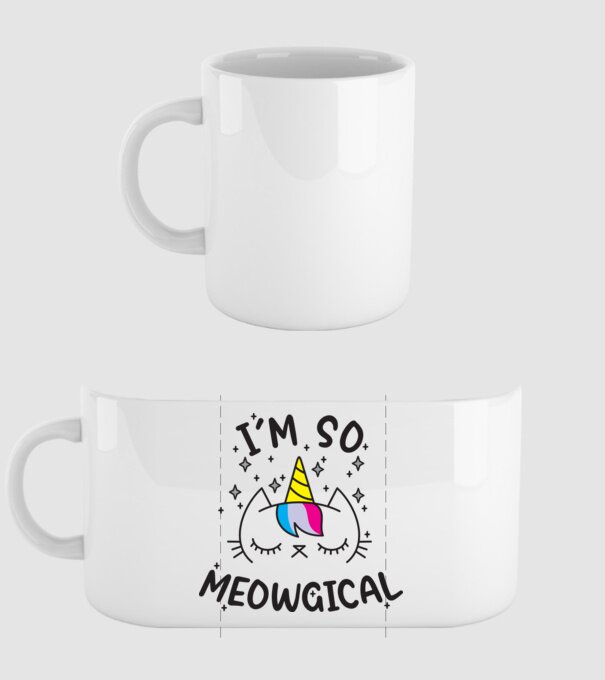 I'm So Meowgical minta fehér pólón