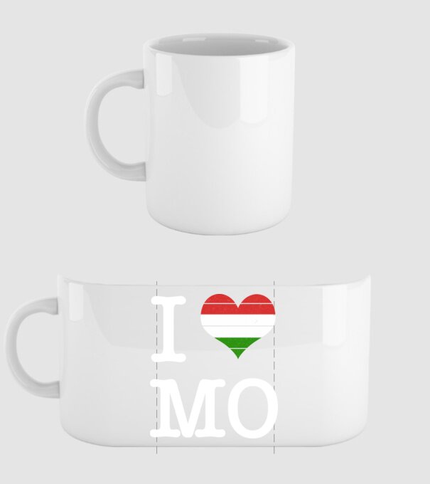 i love mo minta fehér pólón