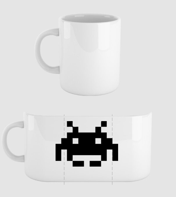 Invaders retro videojáték minta fehér pólón