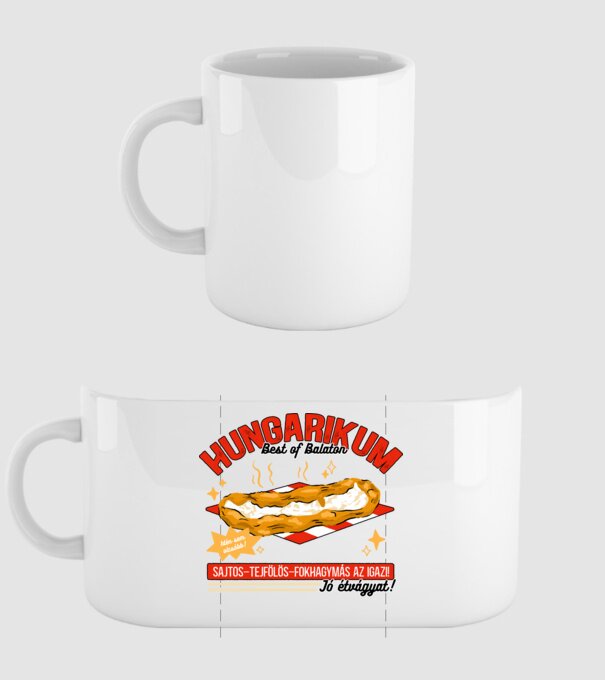Lángos Hungarikum minta fehér pólón