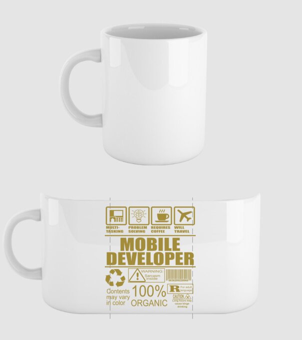 Mobile developer minta fehér pólón