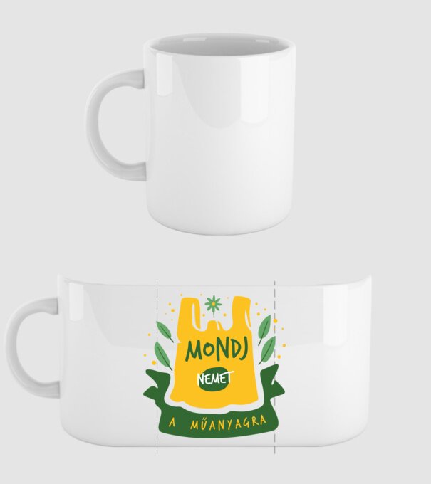 mondj nemet a műanyagra minta fehér pólón