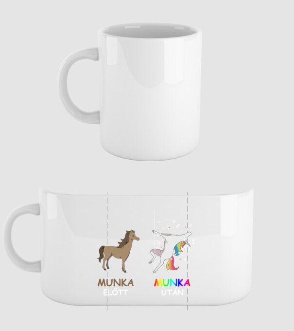 Munka előtt és után minta fehér pólón