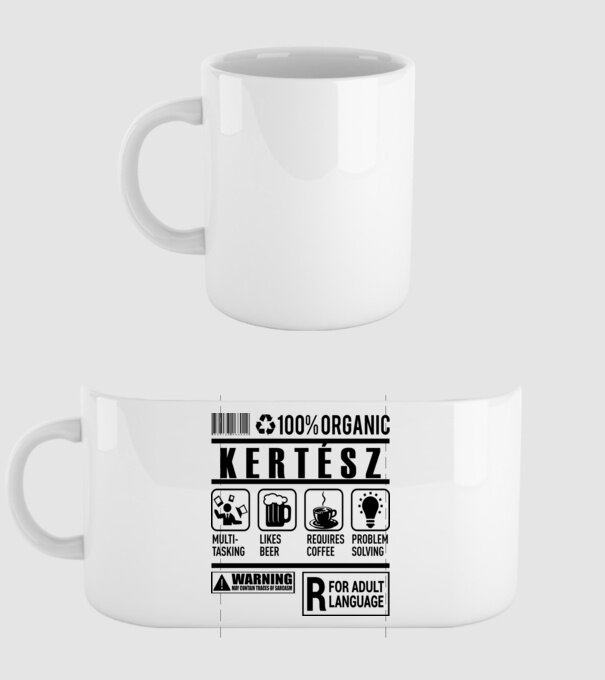 Organic kertész  minta fehér pólón