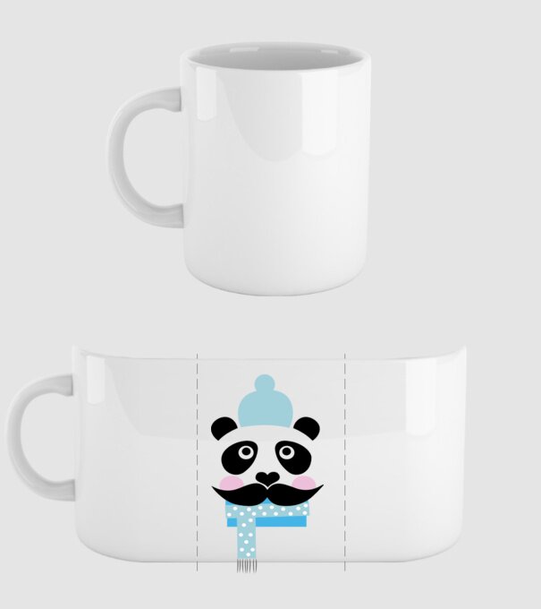 Panda minta fehér pólón