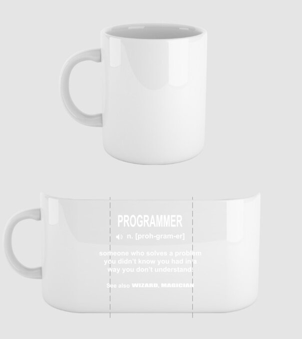 Programmer minta fehér pólón