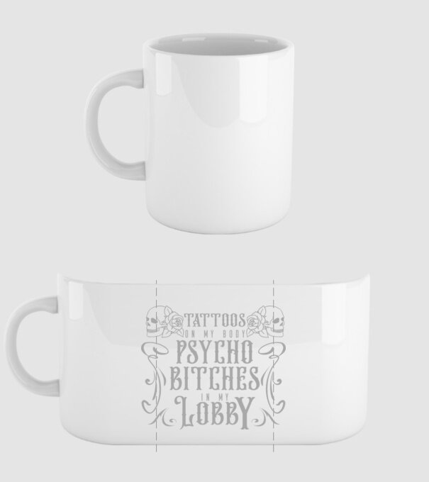 Psycho bitches minta fehér pólón
