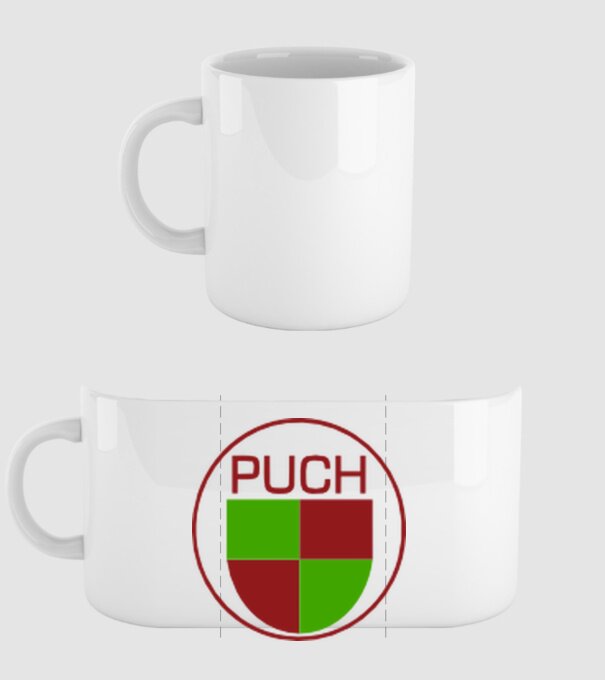 Puch minta fehér pólón