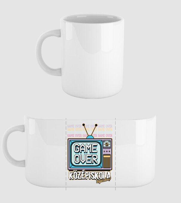 Retro ballagás középiskola teljesítve minta fehér pólón