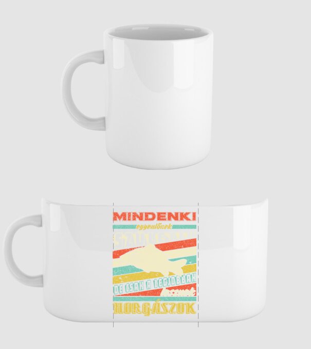 Retro mindenki egyenlő horgász minta fehér pólón