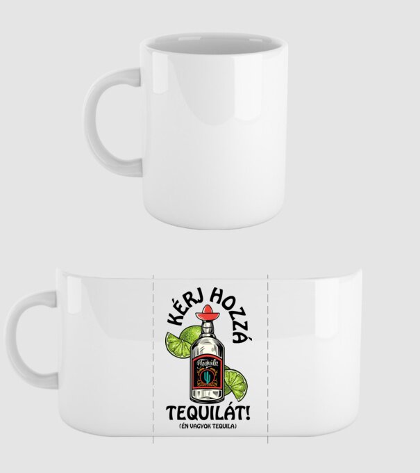 Tequila és citrom tequila fekete minta fehér pólón