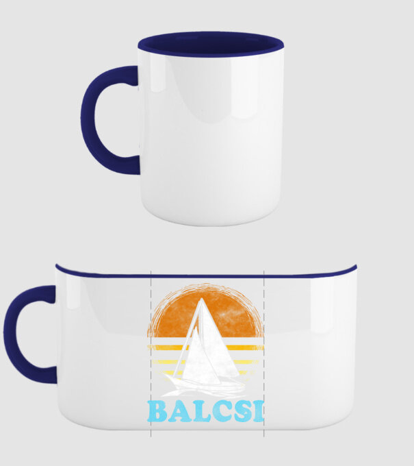 Balcsi retro vitorlás színes minta sötétkék pólón