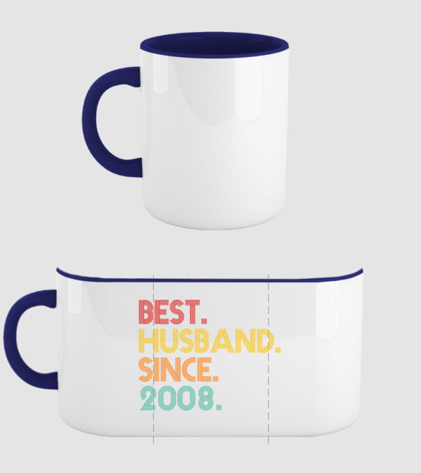 best husband since 2008 retro minta sötétkék pólón
