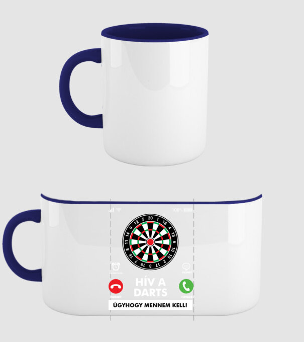 Hív a darts mennem kell minta sötétkék pólón