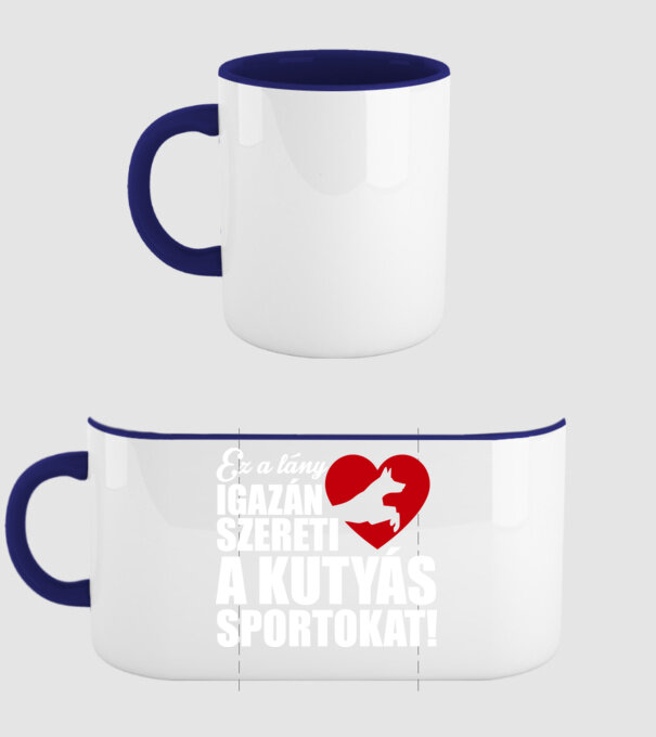 Kutyás sportos lány minta sötétkék pólón