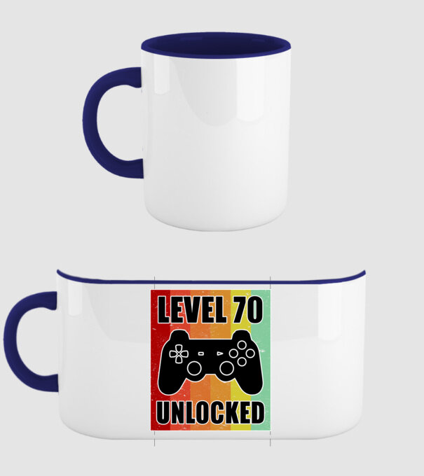 level 70 unlocked retro gamer minta sötétkék pólón