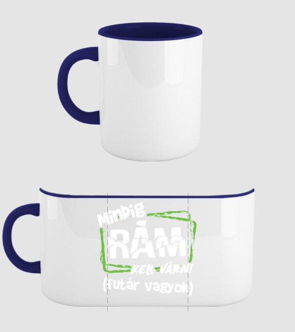 Mindig rám kell várni minta sötétkék pólón
