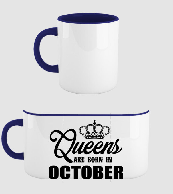 Queens are born in - October minta sötétkék pólón