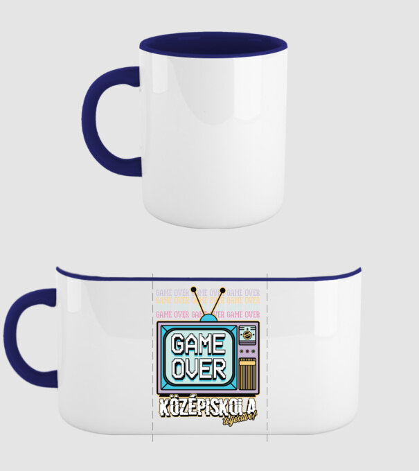 Retro ballagás középiskola teljesítve minta sötétkék pólón