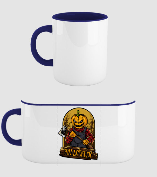 Scary halloween minta sötétkék pólón